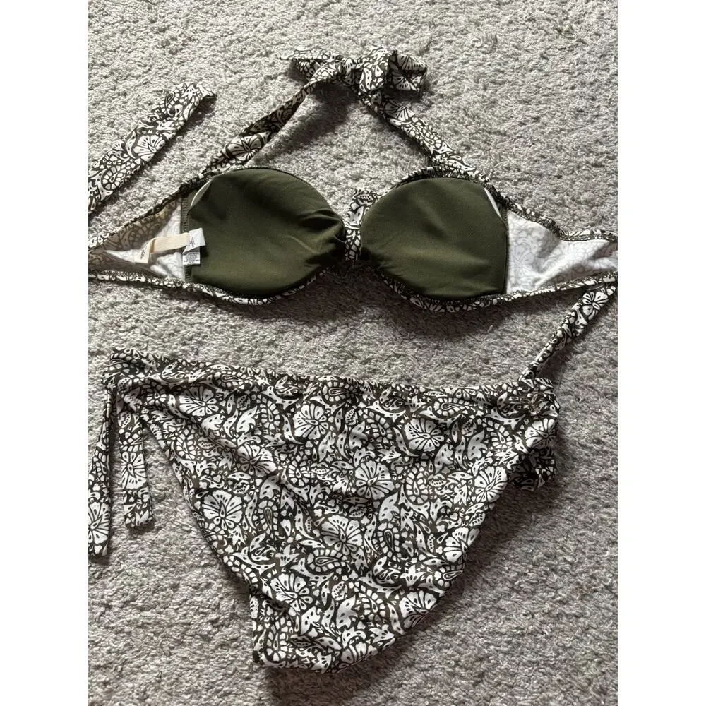 American Eagle Outfitters Women's Floral Bikini Medium Top Large Bottom Y2K